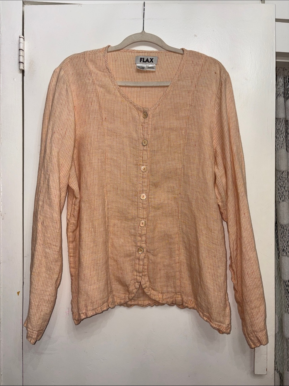 Flax Linen Orange Cardigan Tunic size large
